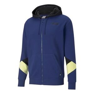 Puma Blue Full-Zip Hoodie Contrast Sleeves Men’s Size M